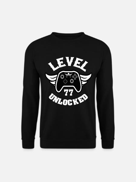 Level 77 Unlocked 77 Birthday - Unisex Sweatshirt - black