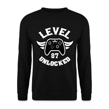 Level 87 Unlocked 87 Birthday - Unisex Sweatshirt - black - Front - Alina (178cm) & Michal (187cm)