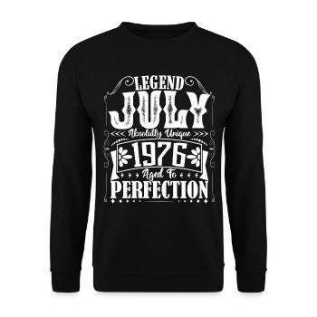 Juillet 1976. Cadeau d'Anniversaire juillet 1976. - Sweat-shirt Unisexe - noir - Devant - Alina (178cm) & Michal (187cm)