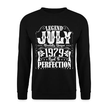 Juillet 1979. Cadeau d'Anniversaire juillet 1979. - Sweat-shirt Unisexe - noir - Devant - Alina (178cm) & Michal (187cm)