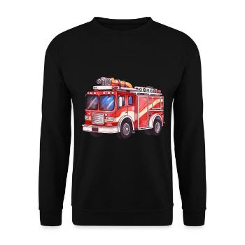 Cool fire truck fire engine of the fire brigade - Unisex Sweatshirt - black - Front - Alina (178cm) & Michal (187cm)