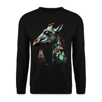 Giraffe Animal Africa Gift Animal Lover Zoo - Unisex Sweatshirt - black - Front - Alina (178cm) & Michal (187cm)