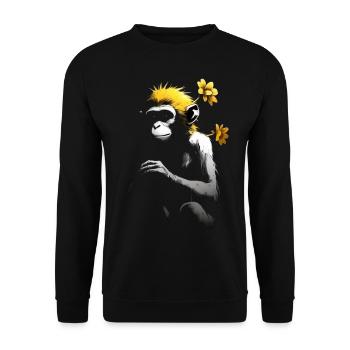 Affe Blume Primat Schimpanse Tierliebhaber Anime - Unisex Pullover - Schwarz - Vorne - Alina (178cm) & Michal (187cm)