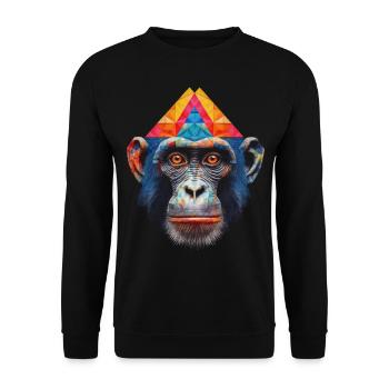 Affe Polygon Bunt Zoo Tierisch Tier Geschenk Frau - Unisex Pullover - Schwarz - Vorne - Alina (178cm) & Michal (187cm)