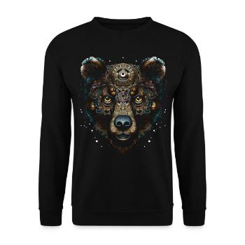 Bear Mandala Fantasy Creative Gift Animal Motif - Unisex Sweatshirt - black - Front - Alina (178cm) & Michal (187cm)