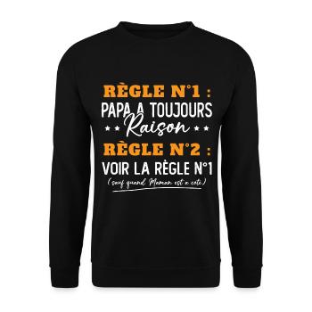 Humour Papa Maman Règles Cadeau - Sweat-shirt Unisexe - noir - Devant - Alina (178cm) & Michal (187cm)