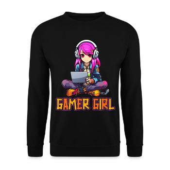 Gaming Console PC Gamer Girl Gamer Girl - Unisex Sweatshirt - black - Front - Alina (178cm) & Michal (187cm)