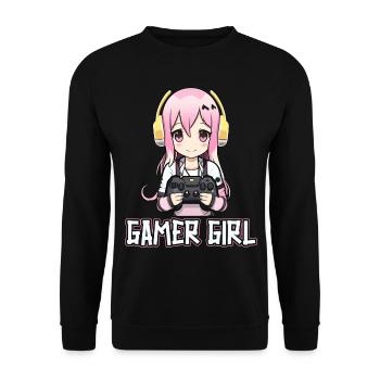 Gaming Console PC Gamer Girl Gamer Girl - Unisex Sweatshirt - black - Front - Alina (178cm) & Michal (187cm)