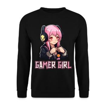 Gaming Konsole PC Zockerin Mädchen Gamer Girl - Unisex Pullover - Schwarz - Vorne - Alina (178cm) & Michal (187cm)