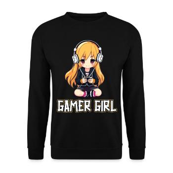Gaming Konsole PC Zockerin Mädchen Gamer Girl - Unisex Pullover - Schwarz - Vorne - Alina (178cm) & Michal (187cm)