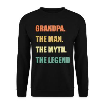 Papi. L’homme. Le mythe. La légende - Grand-père - Sweat-shirt Unisexe - noir - Devant - Alina (178cm) & Michal (187cm)