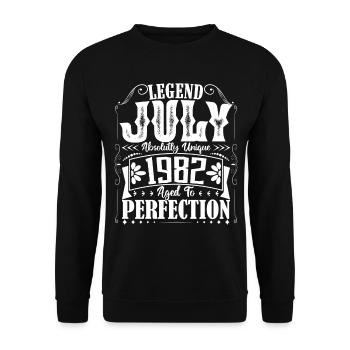 Juillet 1982. Cadeau d'Anniversaire juillet 1982. - Sweat-shirt Unisexe - noir - Devant - Alina (178cm) & Michal (187cm)