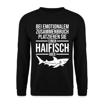 Fische Haifisch - Unisex Pullover - Schwarz - Vorne - Alina (178cm) & Michal (187cm)