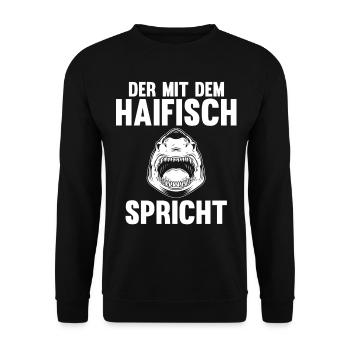 Fische Haifisch - Unisex Pullover - Schwarz - Vorne - Alina (178cm) & Michal (187cm)