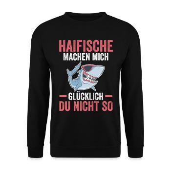Fische Haifisch - Unisex Pullover - Schwarz - Vorne - Alina (178cm) & Michal (187cm)