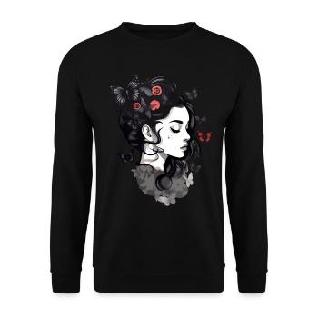 Gothic Girls and Butterflies: Aesthetic - Unisex Sweatshirt - black - Front - Alina (178cm) & Michal (187cm)