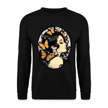 Fille gothique aux papillons: esthétique gothique - Sweat-shirt Unisexe - noir - Devant - Alina (178cm) & Michal (187cm)