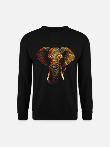 Elefant Tier Bunt Tierliebhaber Geschenk Kunst - Unisex Pullover - Schwarz