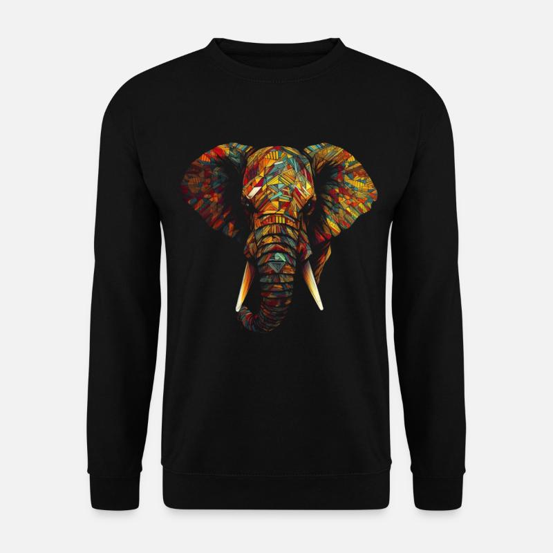 Elefant Tier Bunt Tierliebhaber Geschenk Kunst - Unisex Pullover - Schwarz
