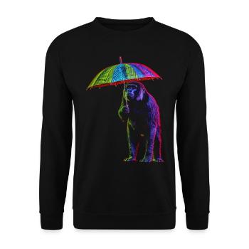 Affe Regenschirm Bunt Kreativ Zoo Tier Geschenk - Unisex Pullover - Schwarz - Vorne - Alina (178cm) & Michal (187cm)