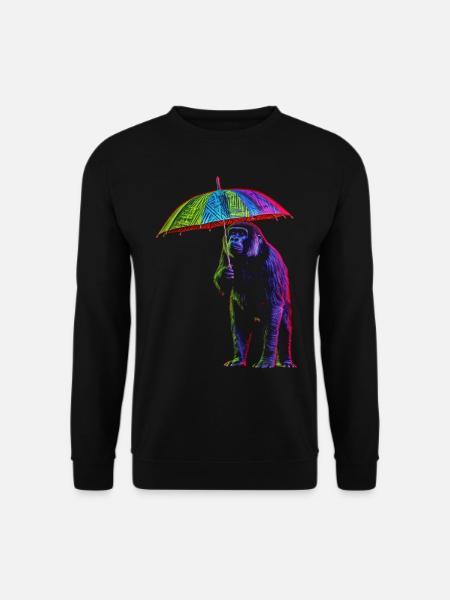 Affe Regenschirm Bunt Kreativ Zoo Tier Geschenk - Unisex Pullover - Schwarz