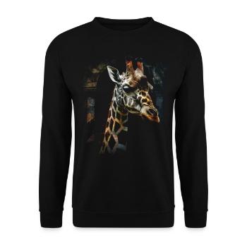 Giraffe Animal Africa Gift Animal Lover Zoo - Unisex Sweatshirt - black - Front - Alina (178cm) & Michal (187cm)