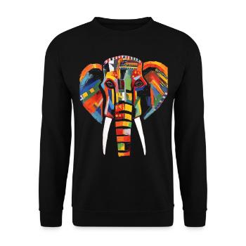 éléphant animal cadeau Afrique art oeuvre colorée - Sweat-shirt Unisexe - noir - Devant - Alina (178cm) & Michal (187cm)