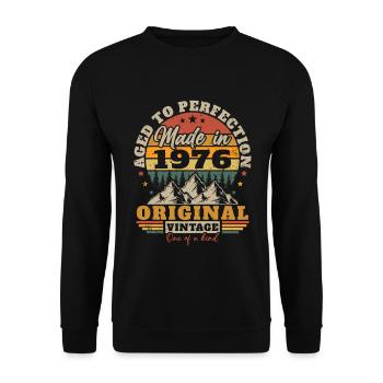 1976 Vintage Original 1976 Birthday Gift - Unisex Sweatshirt - black - Front - Alina (178cm) & Michal (187cm)