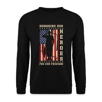 USA Independence Military Heroes Soldier Freedom - Unisex Sweatshirt - black - Front - Alina (178cm) & Michal (187cm)