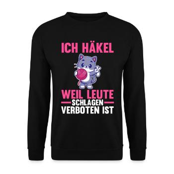 Stricken Nähen Katze Häkeln - Unisex Pullover - Schwarz - Vorne - Alina (178cm) & Michal (187cm)