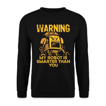 Robotik-liebhaber Mein Roboter Ist Intelligenter - Unisex Pullover - Schwarz - Vorne - Alina (178cm) & Michal (187cm)