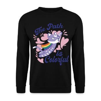 The Path Is Colorful Cute LGBTQ Pride Rainbow - Unisex Sweatshirt - black - Front - Alina (178cm) & Michal (187cm)