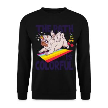 The Path Is Colorful Cute LGBTQ Pride Rainbow - Unisex Sweatshirt - black - Front - Alina (178cm) & Michal (187cm)