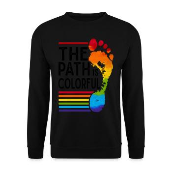 The Path Is Colorful Cute LGBTQ Pride Rainbow - Unisex Pullover - Schwarz - Vorne - Alina (178cm) & Michal (187cm)