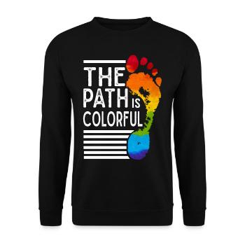 The Path Is Colorful Cute LGBTQ Pride Rainbow - Unisex Sweatshirt - black - Front - Alina (178cm) & Michal (187cm)