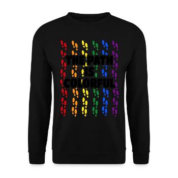 The Path Is Colorful Cute LGBTQ Pride Rainbow - Unisex Pullover - Schwarz - Vorne - Alina (178cm) & Michal (187cm)