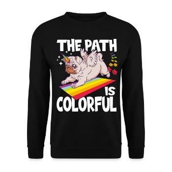 The Path Is Colorful Cute LGBTQ Pride Rainbow - Unisex Sweatshirt - black - Front - Alina (178cm) & Michal (187cm)