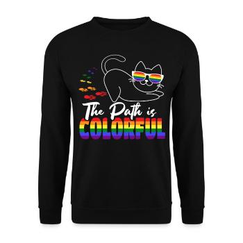 The Path Is Colorful Cute LGBTQ Pride Rainbow - Unisex Sweatshirt - black - Front - Alina (178cm) & Michal (187cm)