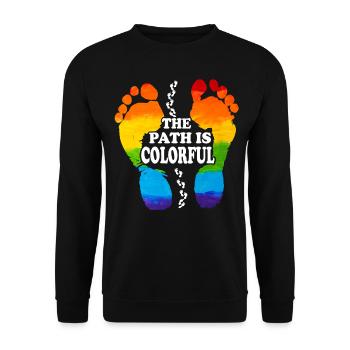 The Path Is Colorful Cute LGBTQ Pride Rainbow - Unisex Sweatshirt - black - Front - Alina (178cm) & Michal (187cm)