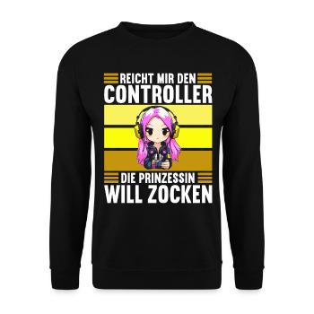 Gaming Konsole PC Zockerin Mädchen Gamer Girl - Unisex Pullover - Schwarz - Vorne - Alina (178cm) & Michal (187cm)
