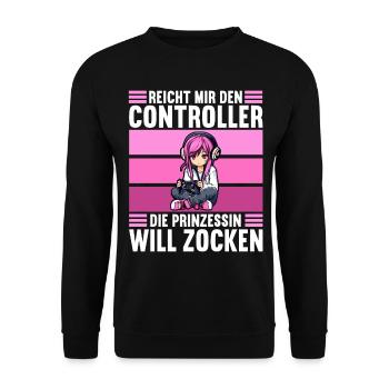 Gaming Konsole PC Zockerin Mädchen Gamer Girl - Unisex Pullover - Schwarz - Vorne - Alina (178cm) & Michal (187cm)