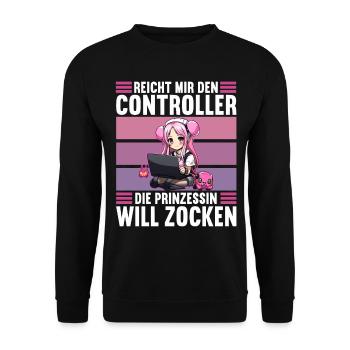 Gaming Konsole PC Zockerin Mädchen Gamer Girl - Unisex Pullover - Schwarz - Vorne - Alina (178cm) & Michal (187cm)