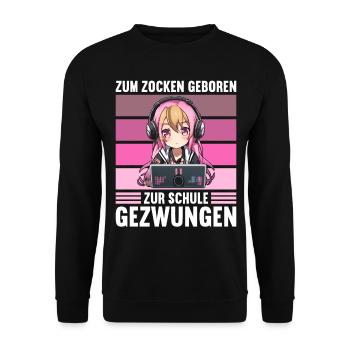 Gaming Konsole PC Zockerin Mädchen Gamer Girl - Unisex Pullover - Schwarz - Vorne - Alina (178cm) & Michal (187cm)