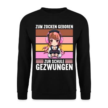 Gaming Konsole PC Zockerin Mädchen Gamer Girl - Unisex Pullover - Schwarz - Vorne - Alina (178cm) & Michal (187cm)