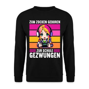 Gaming Konsole PC Zockerin Mädchen Gamer Girl - Unisex Pullover - Schwarz - Vorne - Alina (178cm) & Michal (187cm)