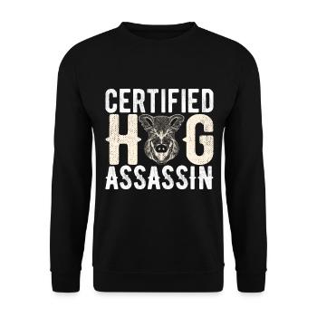 Chasseurs Chasse au sanglier - Sweat-shirt Unisexe - noir - Devant - Alina (178cm) & Michal (187cm)