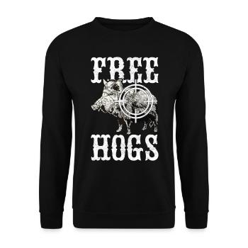 Chasseurs Chasse au sanglier - Sweat-shirt Unisexe - noir - Devant - Alina (178cm) & Michal (187cm)