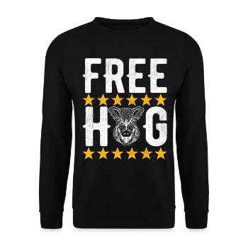 Jäger Wildschwein Jagen - Unisex Pullover - Schwarz - Vorne - Alina (178cm) & Michal (187cm)
