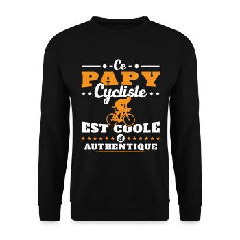 Ce papy cycliste est coole et authentique - Sweat-shirt Unisexe - noir - Devant - Alina (178cm) & Michal (187cm)