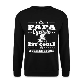 Ce papa cycliste est coole et authentique - Sweat-shirt Unisexe - noir - Devant - Alina (178cm) & Michal (187cm)